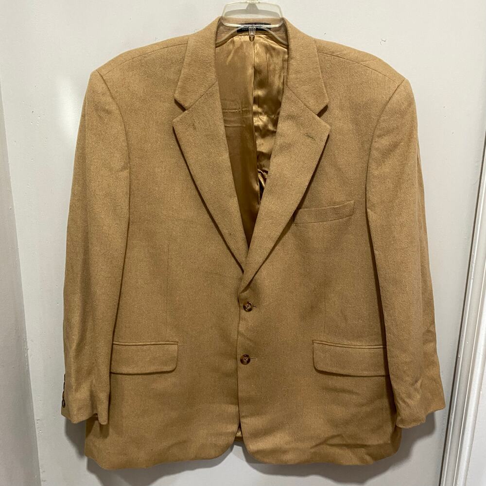 Stafford Camelhair Blazer Mens 48R Single Breasted Notch Collar Sports Jacket